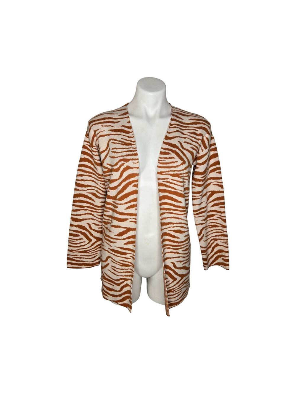 LOFT OUTLET Zebra Print Long Cardigan Orange & White Size SP